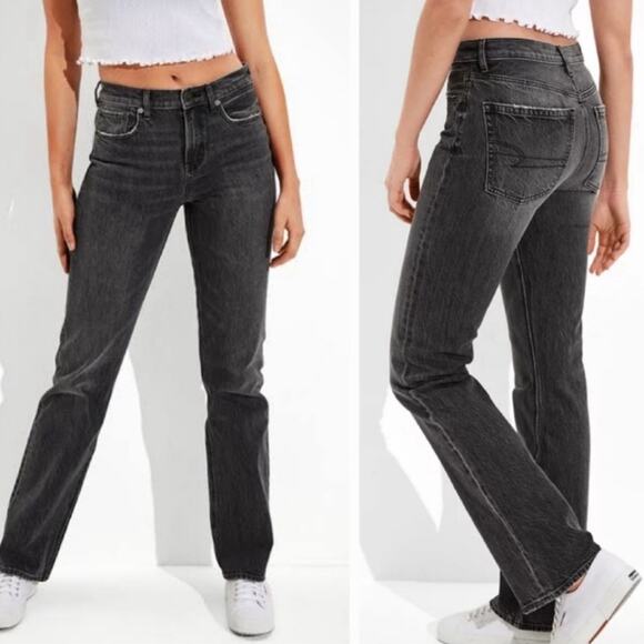 NEW SHORT American Eagle 90s Bootcut Jeans 6 Black Wash - Picture 1 of 6